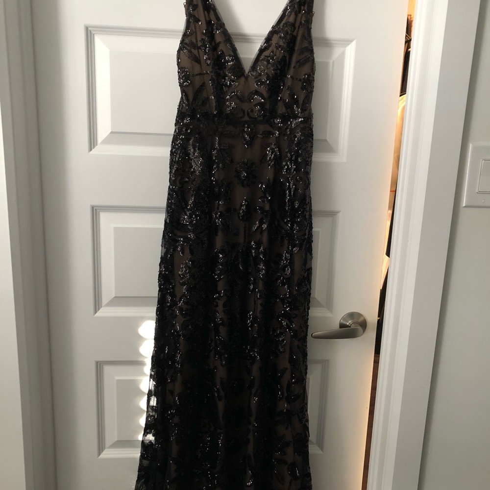 Long black sequins gown